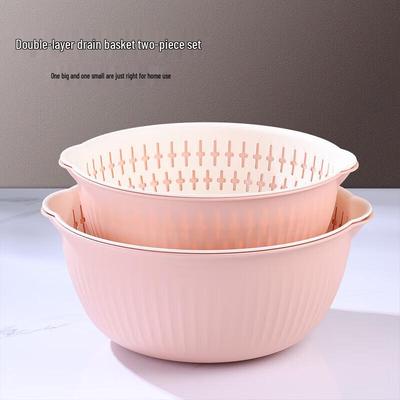 Nordic Style Two-Piece Plastic Draining Basket Set