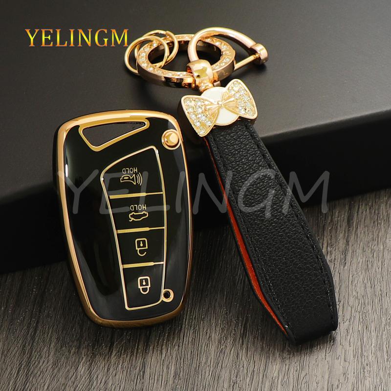 3 4 Button Tpu Car Key Case Cover For Hyundai Santa Fe 2014 Dm Grand Ix45 Azera Grand Genesis L110 G80 Grandeur Hg 2011