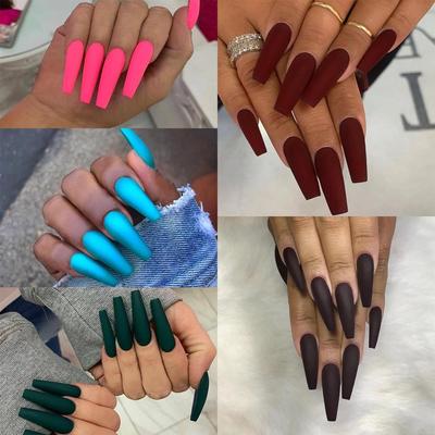 24pcs/Box Detachable Coffin Manicure Tool Nail Tips Ballerina False Nails Fake Nails Wearable