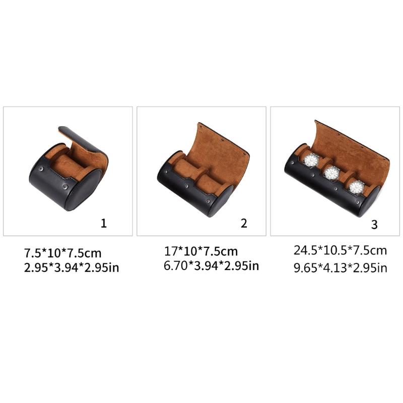 Leather Watch Storage Box Dust-Proof Organizer 1/2/3 Slot Watch Case Portable Watch Roll Travel Cases for Travel Men