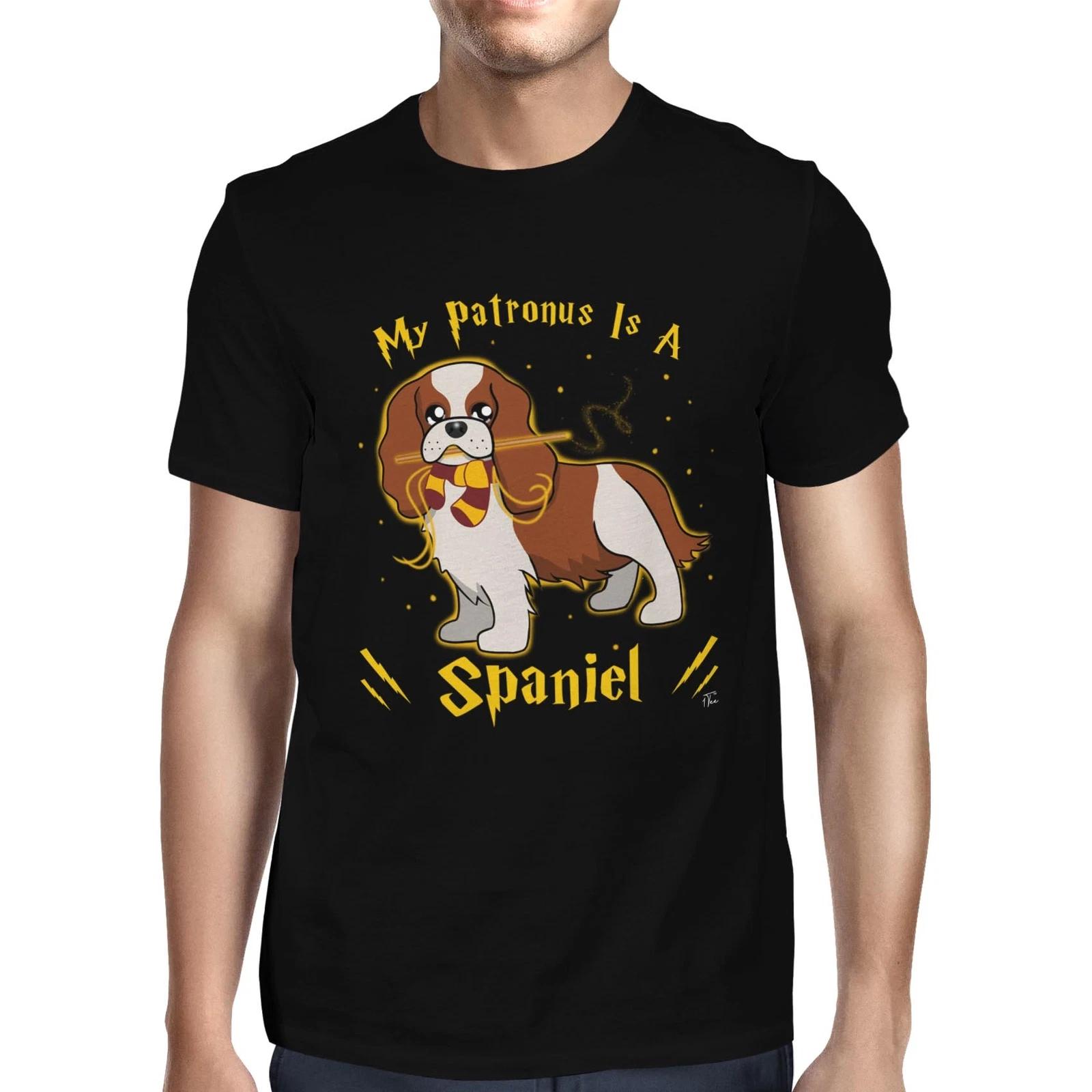1Tee Mens My Patronus Is A Spaniel Dog T-Shirt S