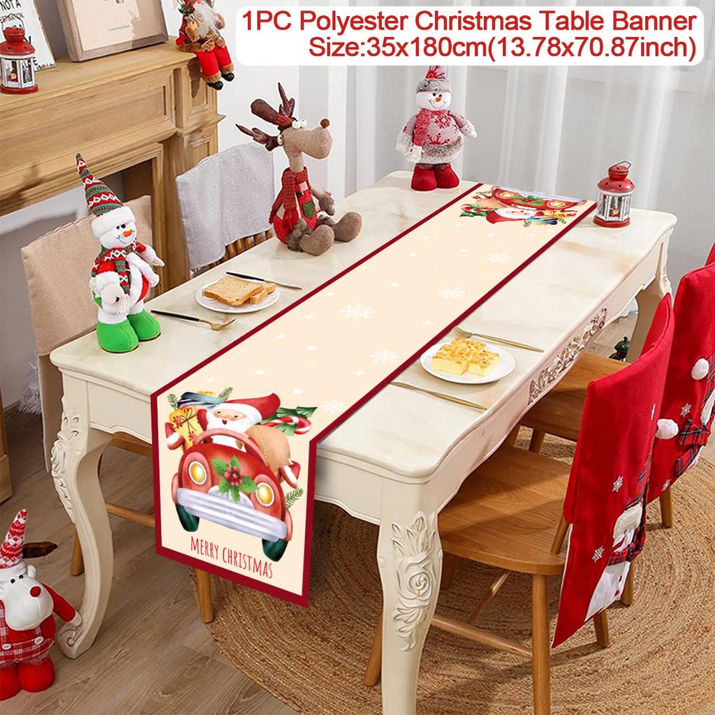 Weihnachts-Tischläufer Elch Schneemann Tischdecke Frohe Weihnachten Dekorationen für Zuhause Tisch 2025 Navidad Frohes Neues Jahr Geschenk 2025