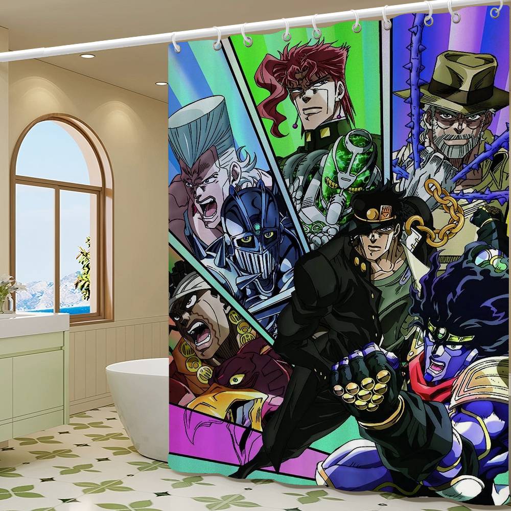 Classic Anime JoJo's Bizarre Simple Bathroom Shower Curtain Shielding Partition Shower Quick Dry Can Be Scrubable Light Bath