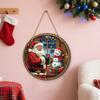 Indoor Christmas Party Decorations Santa Wooden Round Wall Decor, Vintage Hanging Ornaments, Rustic Claus Door Sign for Window Wall, Farmhouse