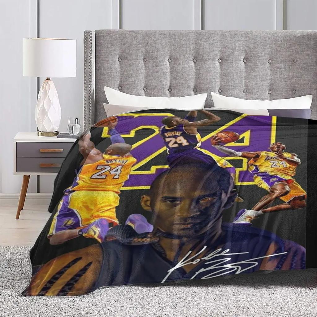 Professional Basketball Athlete Flannel Blanket Quality Soft Warm Purple Throw Blanket Winter Airplane Travel Bed Fun Bedspread