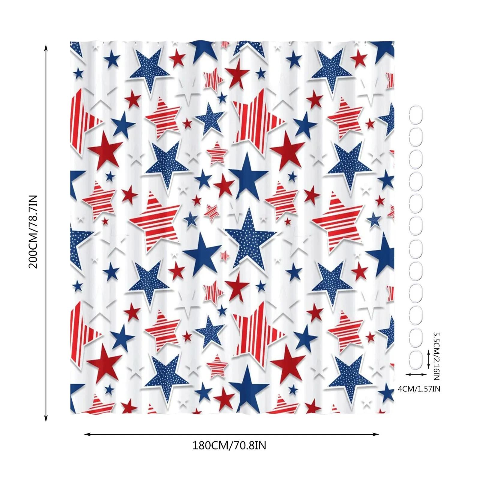 Independence Day Shower Curtain Patriotic Collection The Fourth Of July Shower Curtain National Day Party Decoration W90xH180cm