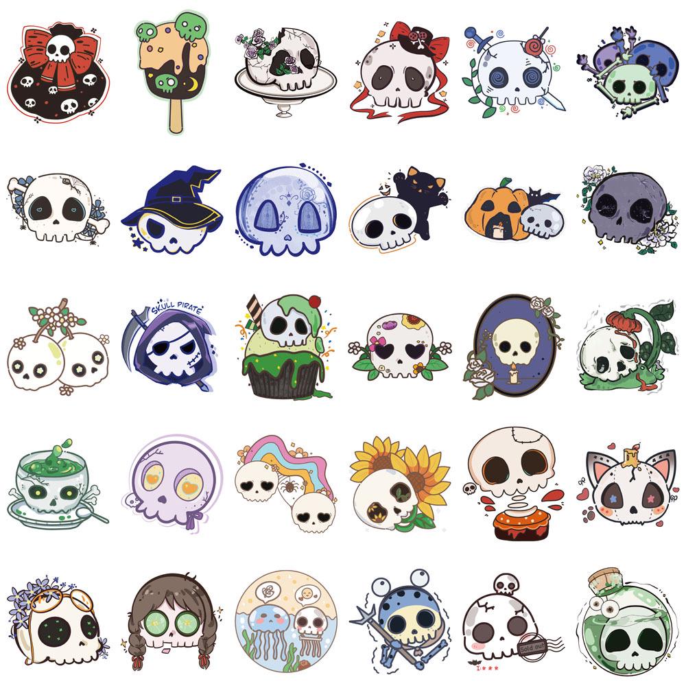 50 Halloween Groovy Skull Cartoon Stickers: DIY Phone Case & Notebook Decorations
