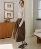MALOUPE 3111 Brushed Collared Denim Skirt (Brown)