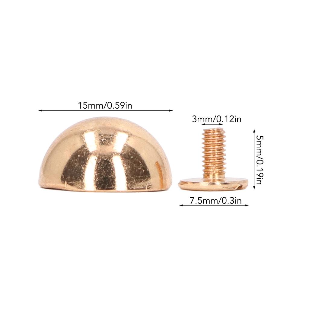 100 Set Round Head Stud 15mm Plated Alloy High Hardness Gold Silver Color Leather Rivets for Leather Clothes Bag