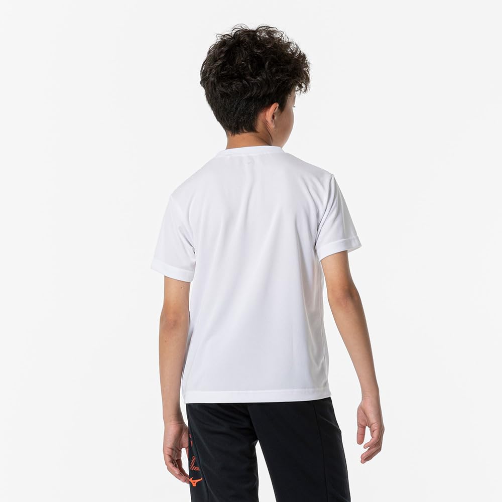 Mizuno Training Short Sleeve Size 140 Kids' Wear, T-Shirt, NaviDry, Moisture-Wicking, Quick-Drying, Underwear, White/Black,