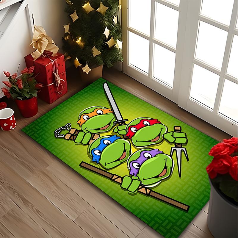 [Green Turtle Character Printed Carpet] Durable Home and Office Area Rug, Kitchen Farmhouse Decorative Floor Mat