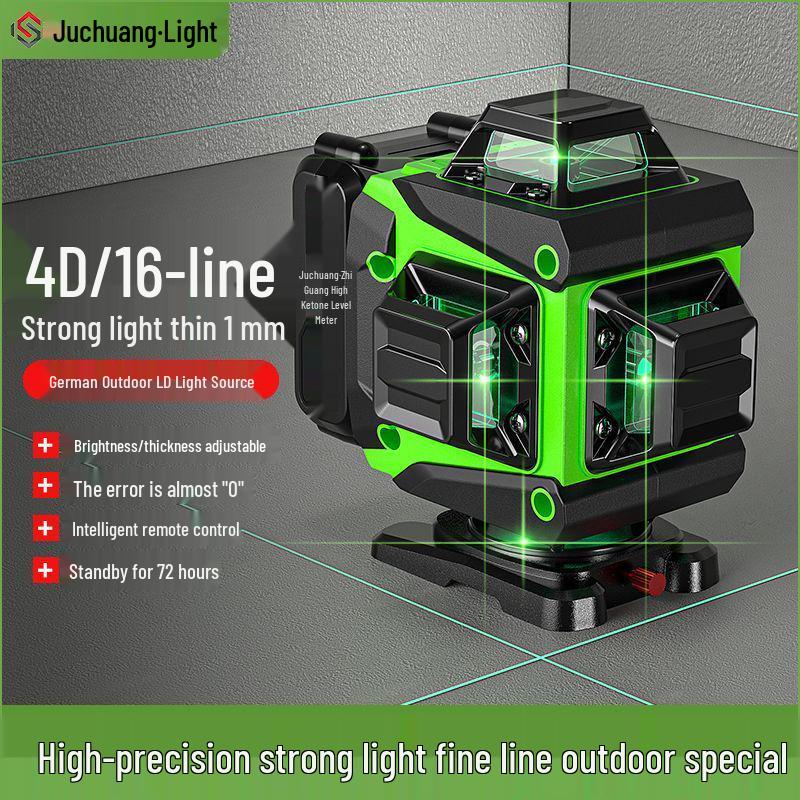 16-Line High-Precision Outdoor Green Laser Level with Strong Light and 12 Infrared Wall Stickers