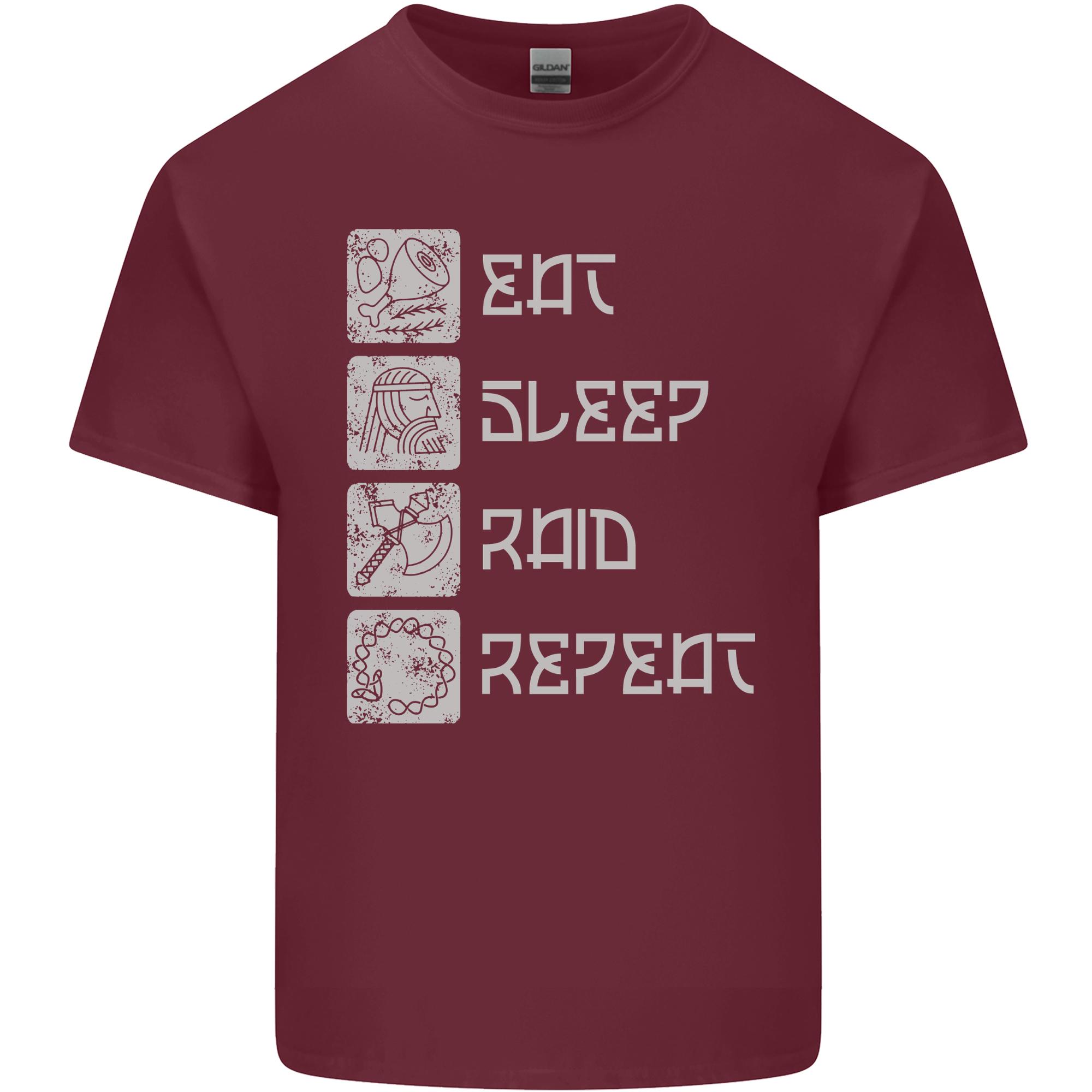 Viking Eat Sleep Raid Thor Valhalla Funny Unisexs Light Cotton TShirt S