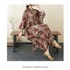 Temperament Literary Vintage Printed Stand Collar Loose Oversized Vacation Dresses
