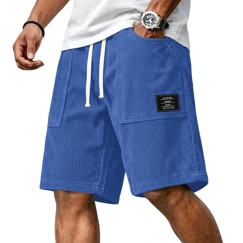 Men's Casual Corduroy Drawstring Shorts Relaxed Fit Lightweight Breathable Fabric Comfortable Waistband Suitable for Daily Wear