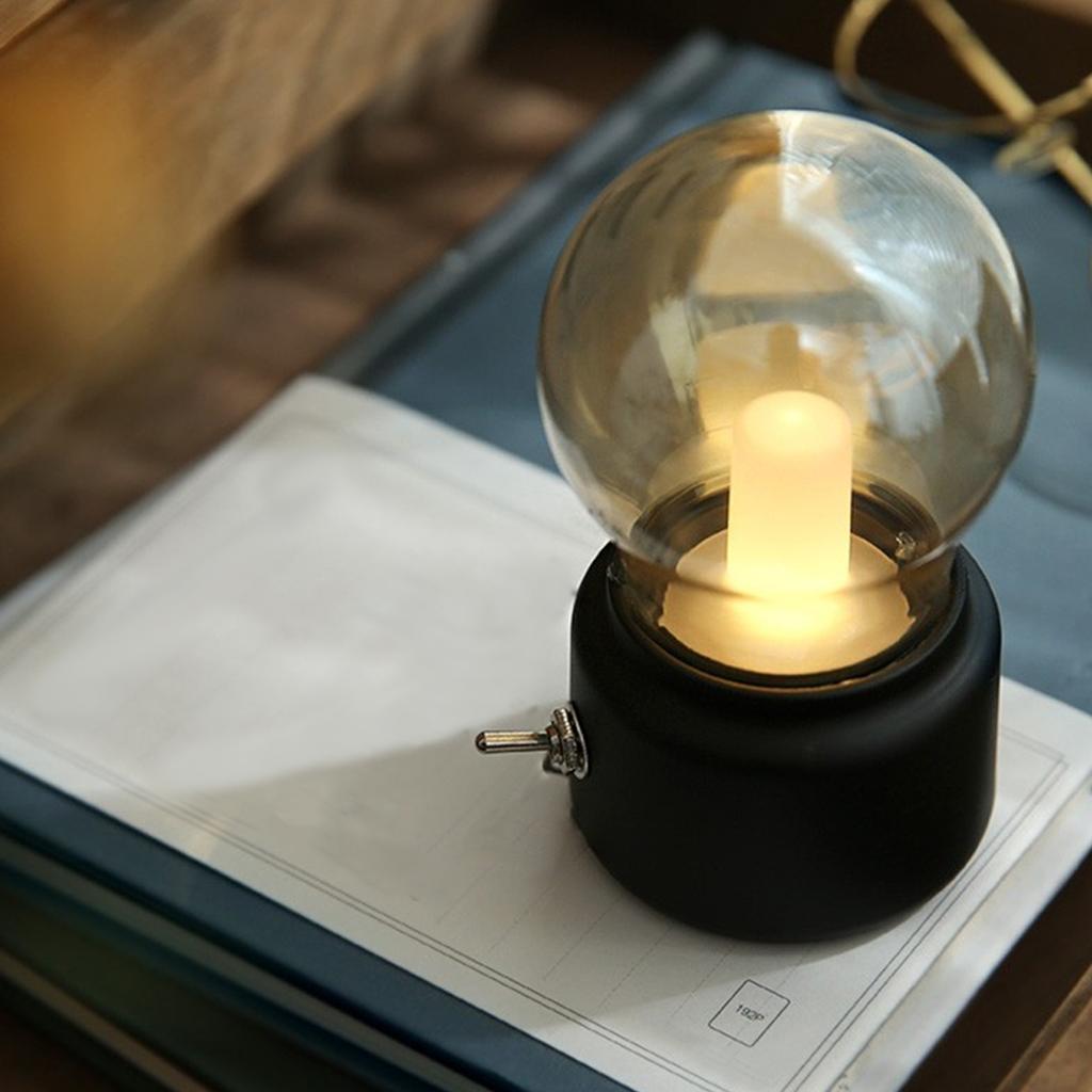 Retro Bulb Light Bedside Table Lamp USB Rechargeable Table Lamp Decorative Warm Light Ambience Desk Light LED Bedside Night