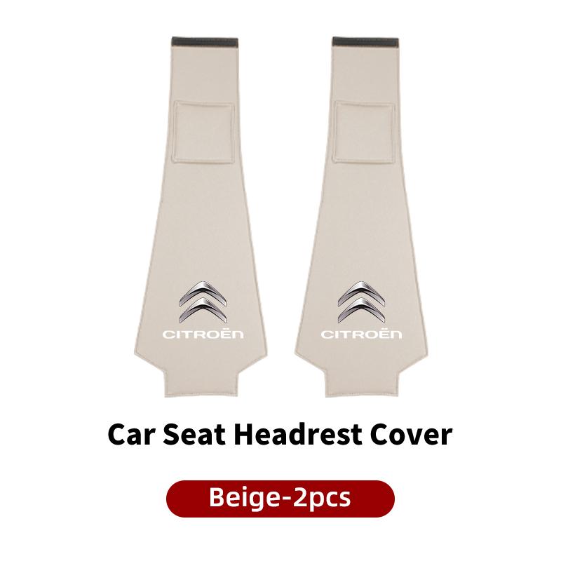 2Pcs Car Styling Neck Pillowcase Leather Headrest Storage Cover For Citroen C4 C3 C5 C1 C2 Berlingo Celysee Cactus Picasso