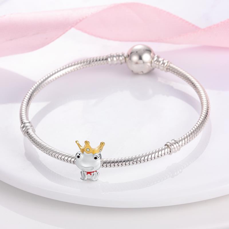 Frosch-Kronprinz-Charms, Perlen, passend für Original-Marken-Armbänder, DIY-edlen Schmuck, Geschenk für Freunde und Liebhaber
