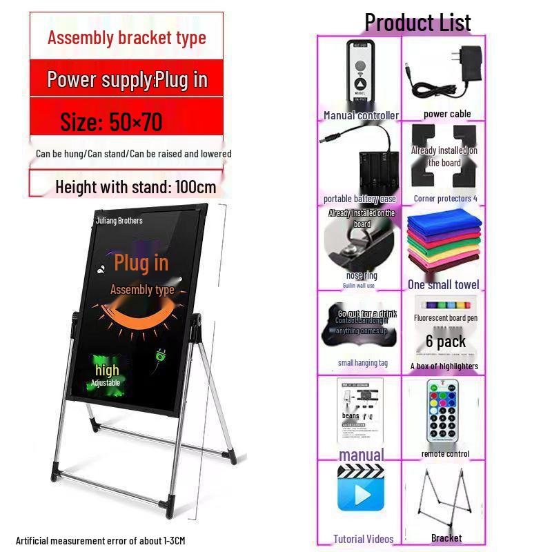 LED Luminous Fluorescent Display Board for Shop Promotions and Night Market Stalls