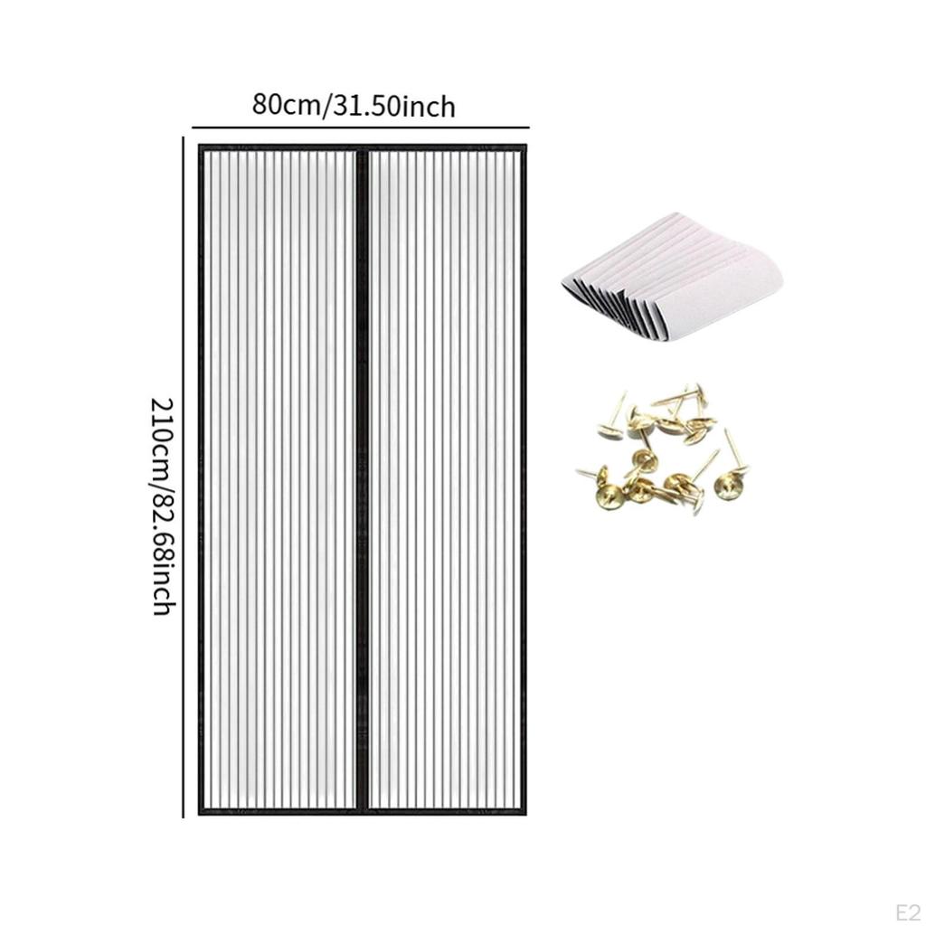 Magnetic Door Curtain Heavy Duty Entry Screen for Hotel Balcony Bedroom 80x210cm Black
