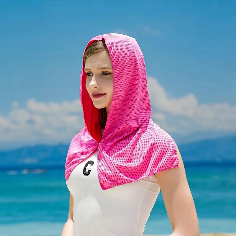 Cooling Hoodie Towel Cooling Towels Quick Drying Absorbent Towels for Neck and Face UV Protection Sport Workout Camping Cycling