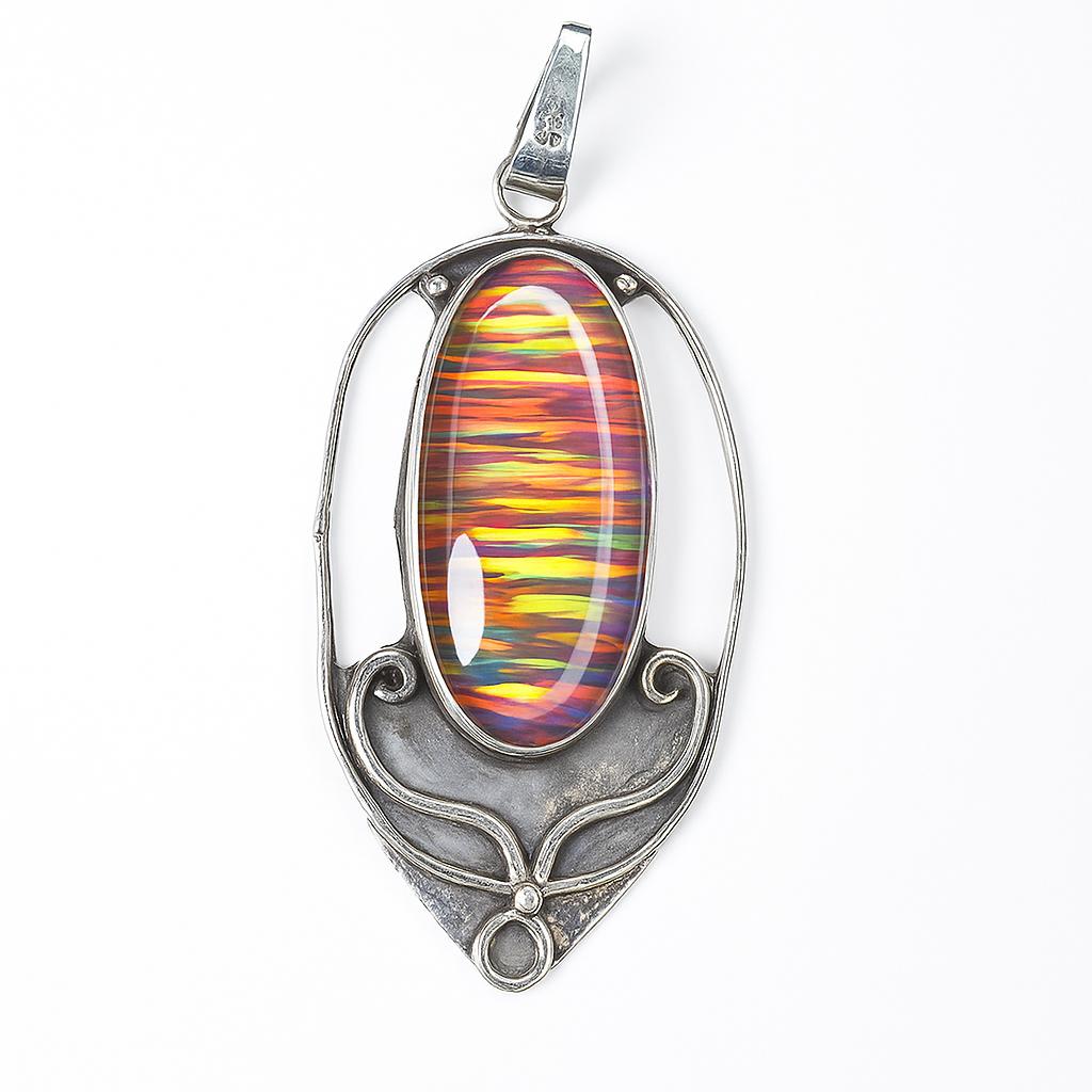 

CERTIFIED 41 Ct Brazilian Natural Opal Pendant -Oval Cut Flawless Gemstone 28.1 mm approx. різнокольоровий