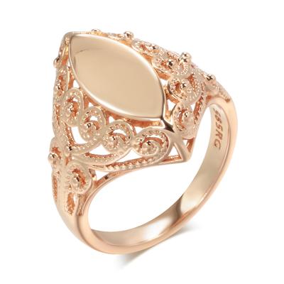 Fashion Glossy Rings For Women  Rose Gold Unique Pattern Rhombus Rings Ethnic Bride Wedding Jewelry  New