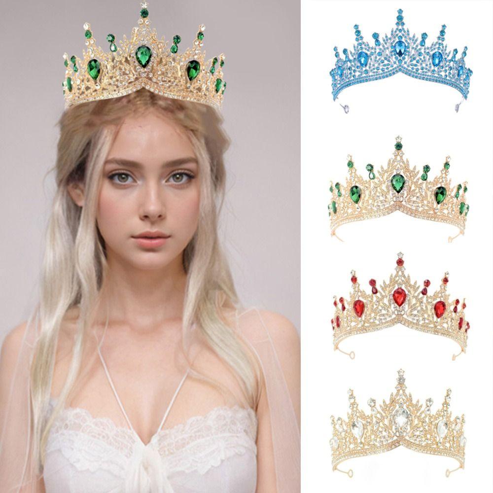 Hair Jewelry Baroque Queen Tiaras Shiny Ornament Princess Crown  Birthday Party