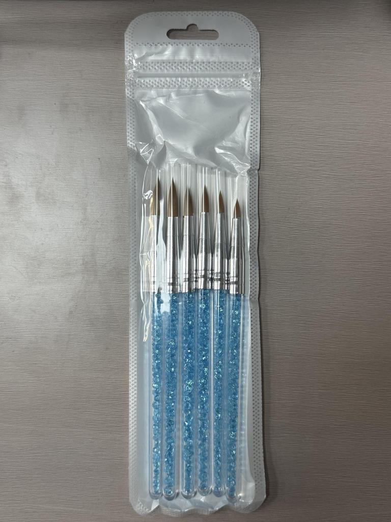Sky Blue Acrylic Diamond & Crystal Nail Art Pen Set, 6-Piece