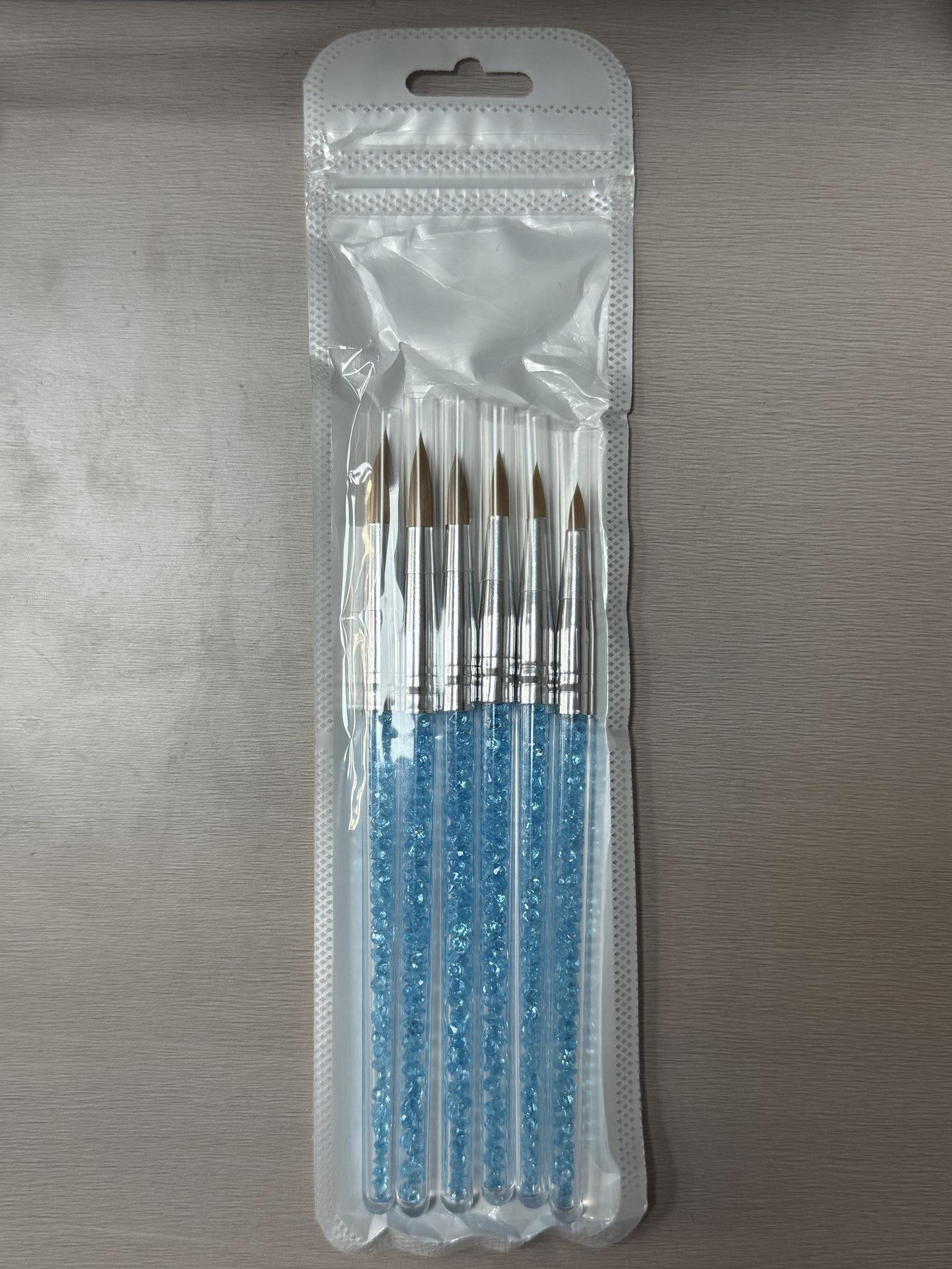 

Набор ручек для нейл-арта с акриловыми бриллиантами и кристаллами небесно-голубого цвета, 6 штук небесно-голубой