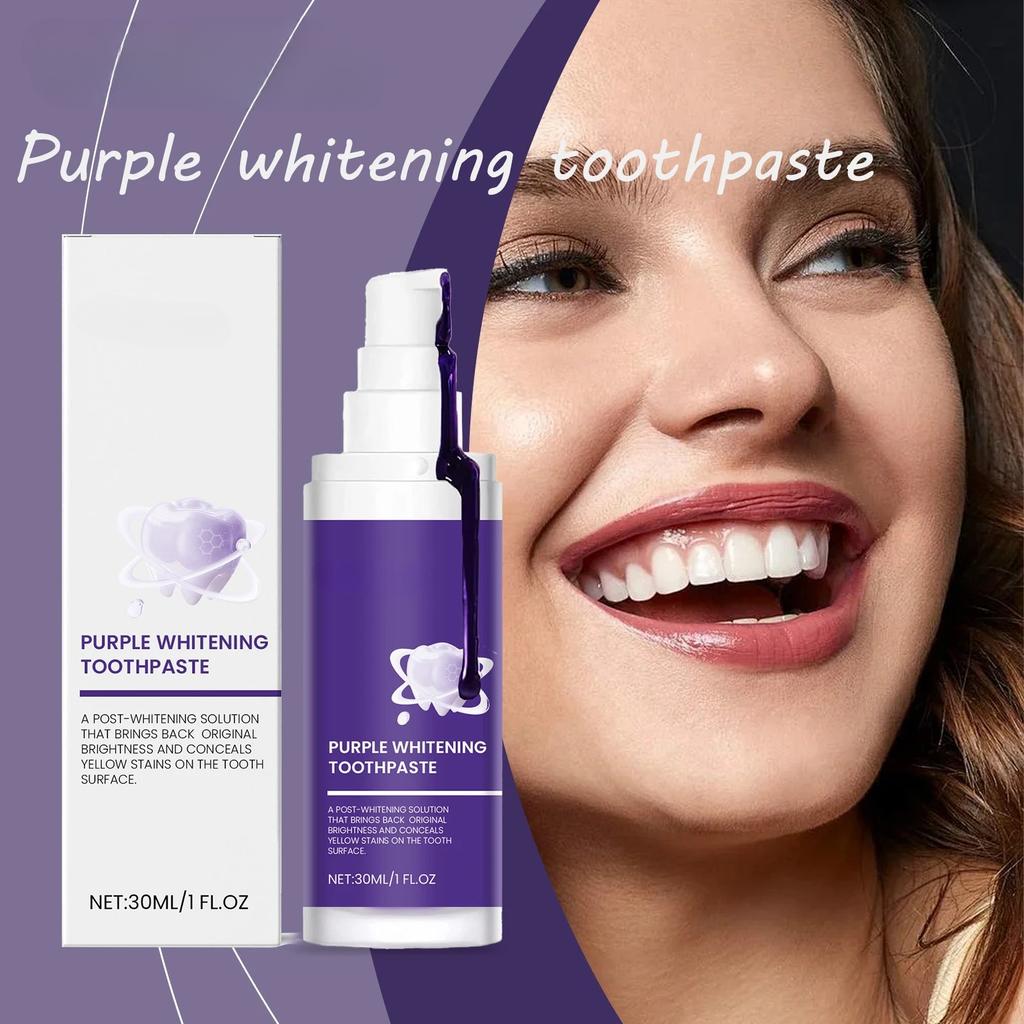 Purple Whitening Toothpaste Color Corrector Promote Oral Health Mint Remove Yellow Stains Dental Brightening Toothpaste