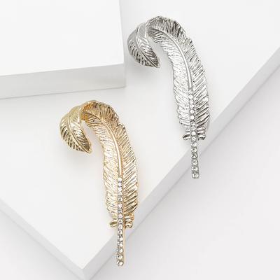 Alloy Rhinestone Feather Brooch High-End Exquisite Women'S Suit Coat Corsage Jewelry Pin