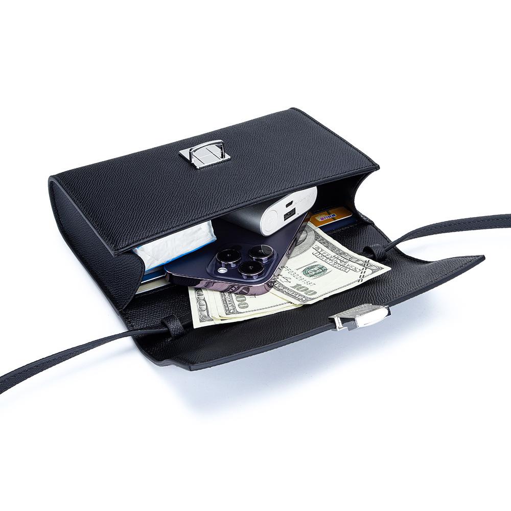 Geantă de umăr mică tip messenger din piele de vacă pentru femei, cu model palmier