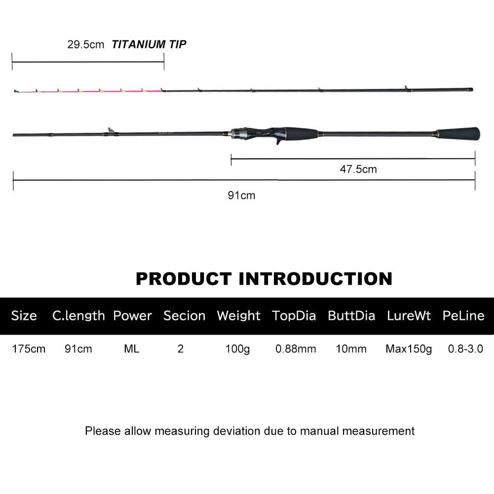 Squid Metal Metal Eging Boat Rod for Squid Fishing Rod Rod, Top, Rod, Baitcasting, Fishing, 1.75m ML, 2-piece