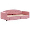 VidaXL Daybed with Trundle and Drawers Pink 90x200 Cm Velvet 3197352