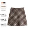 Women's Plus Size Plaid Wool A-line Skirt – Spring & Autumn, Anti-Exposure, Slimming, Thickened, Hip-Hugging, Short Skirt for Chubby Girls.