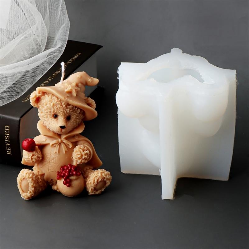 3D Bear Candle Mold Aromatherapy Candle Molds Epoxy Resin Wax Mould Handcrafted Gypsum Ornaments for Craft Enthusiasts