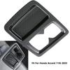 Car Rear Water Cup Holder Protection Cover Trim For Honda Accord  ABS Carbon Fiber Rear Drain Cup Cover Accessories