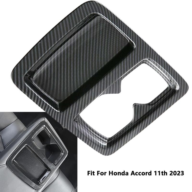 Car Rear Water Cup Holder Protection Cover Trim For Honda Accord  ABS Carbon Fiber Rear Drain Cup Cover Accessories