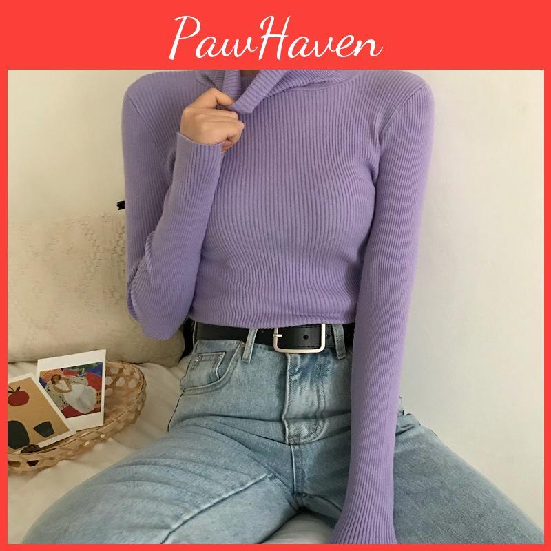 Pullovers Women Turtleneck Autumn Sweaters Winter Primer Shirt Long Sleeve Short Slimfit Tight Jumper Tops Solid