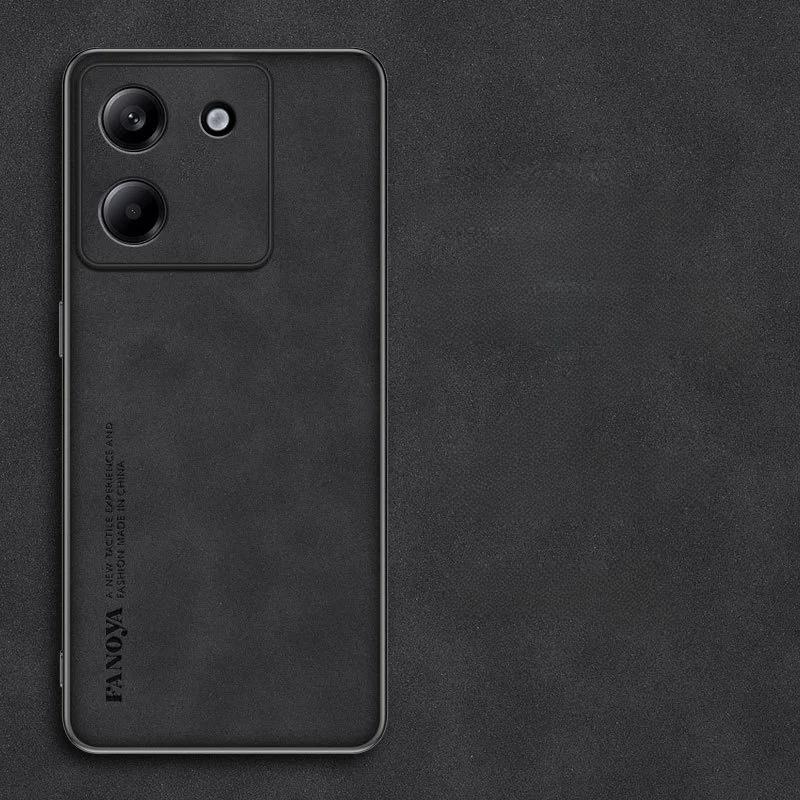 Kožené pouzdro z jehněčí kůže na telefon pro POCO M7 Pro X7 M6 Pro 4G 5G Matný nárazuvzdorný silikonový měkký zadní kryt