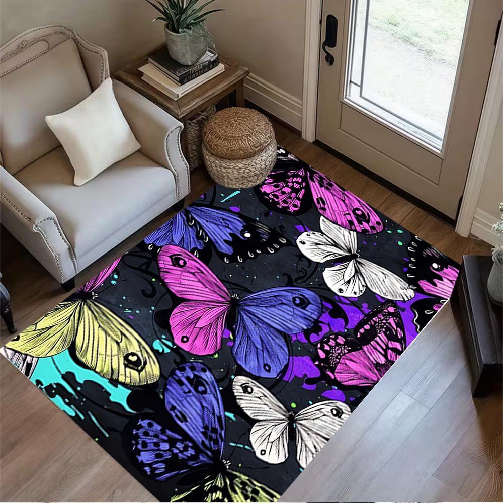 1pc Butterfly Design Home Carpet Non-slip Office Decor Gift Living Room Bedroom
