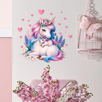 Painted Children's Unicorn Daisy Heart Wall Decoration Stickers for Children's Room Wall Beautification