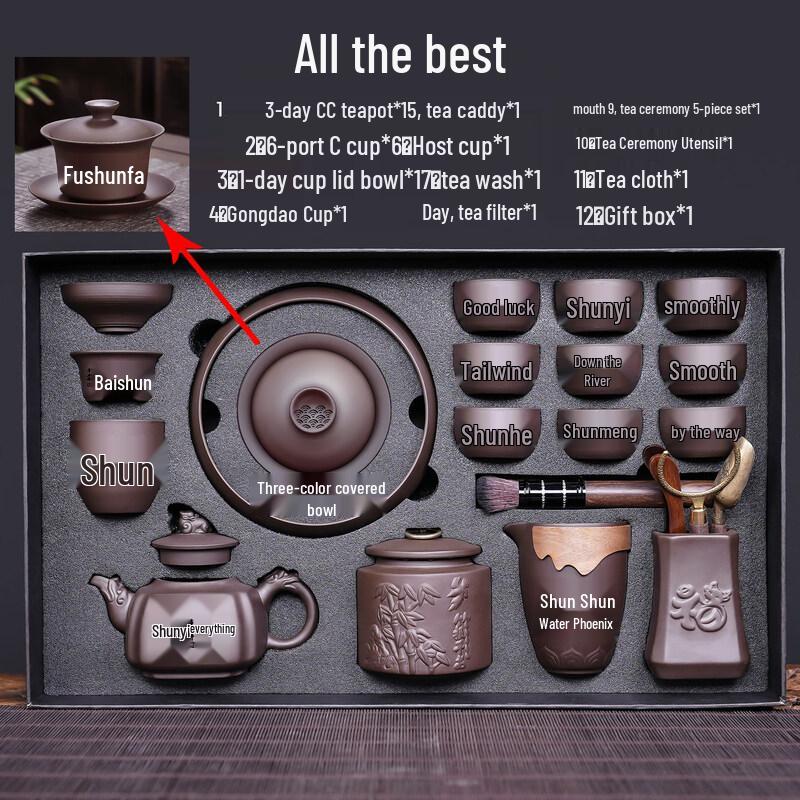 

Ru Han Auspicious Zisha Gaiwan Tea Set