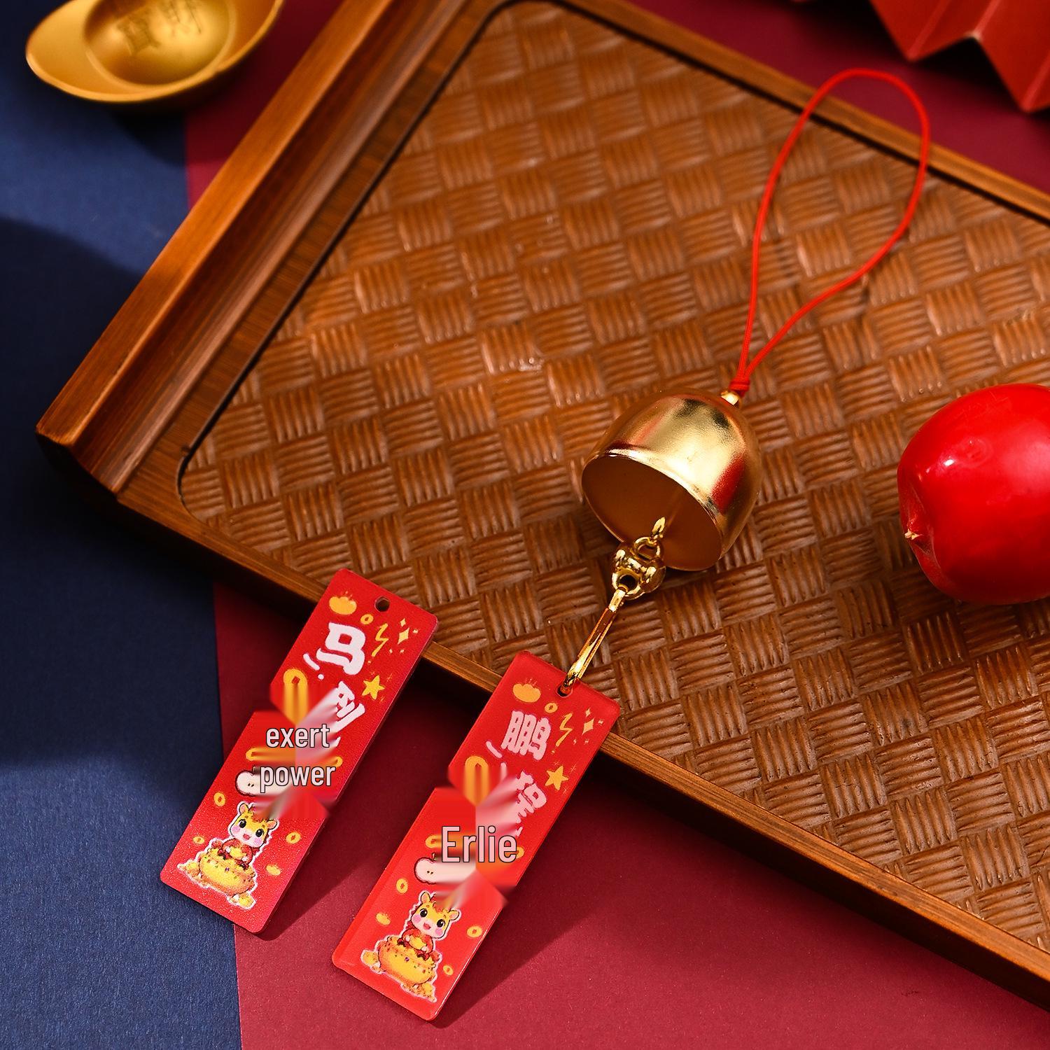 Chinese Festive Bells & Blessing Plaques - Double-Sided Wish Hanging Ornaments