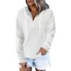 Women Fall Winter Hoodie Drawstring Relaxed Fit Pullover Long Sleeve Waffle Texture Leisure Soft Warm Zipper Decor Hooded Sweatshirts W