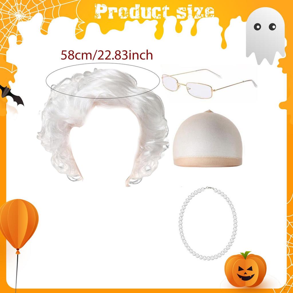 Grandma Halloween with Glasses, Fun And Comfortable Decoration, Old Grandmother Costume, for Shows,