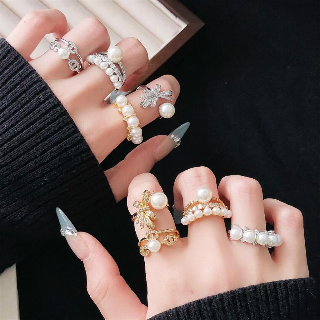French Elegant Personality Fashion Multi-Level Niche Design Open Ring High-End Luxury Retro Ring