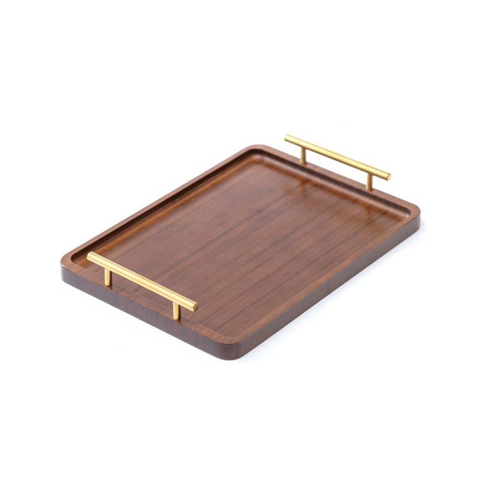 

Винтажный деревянный сервировочный поднос с металлическими ручками Прямоугольный поднос для чая Прочная тарелка для хлеба Отели