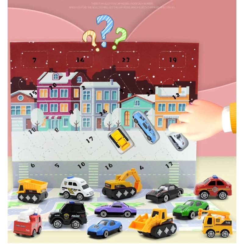 24 Days Christmas Advent Calendar, Car Toys Engineering Fire Truck Car Toys 2025 Countdown Calendar, Gift Box for Kids